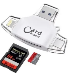 Lector Tarjeta Sd Salidas Usb A - C - Micro V8 + Lightning