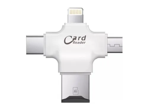 Lector Tarjeta Sd Salidas Usb A - C - Micro V8 + Lightning - Imagen 2