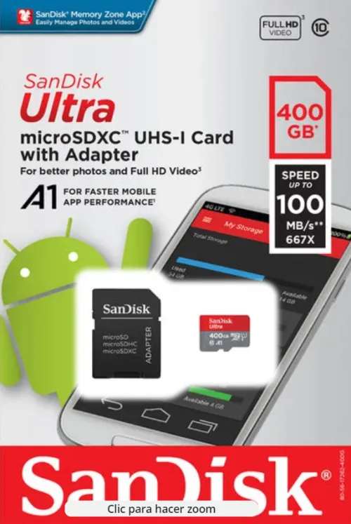 tarjeta de memoria micro sd 400 GB sandisk