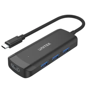 Adaptador UHUB Q4+ Concentrador Usb-C con Alimentación 4 en 1 con HDMI