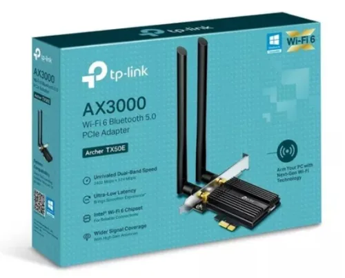 Tarjeta de Red PCIe Wi-fi 6 + Bluetooth Tp-link Archer Tx50e AX3000