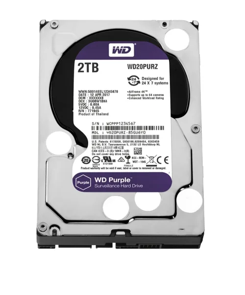 Disco Duro HDD PC SATA Interno WD Purple 2TB Western Digital WD22PURZ