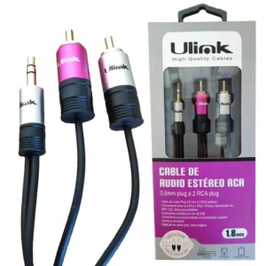Cable de Audio 3,5mm a 2 RCA de 1,8mt Ulink