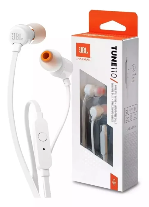 Audífonos In-ear Jbl Tune 110 Jblt110 Blanco cancelacion de ruido