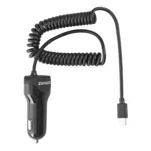 Cargador para Auto con cable Tipo C Carga Rapida AIWA Con Puerto USB Adicional
