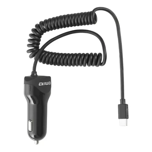 Cargador para Auto con cable Tipo C Carga Rapida AIWA Con Puerto USB Adicional