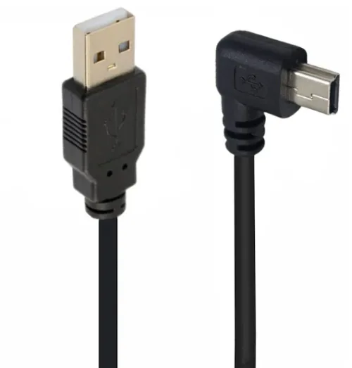 Cable de Datos USB-A a Mini USB-B 5 Pines 1.5Mts 90 Grados Izquierda