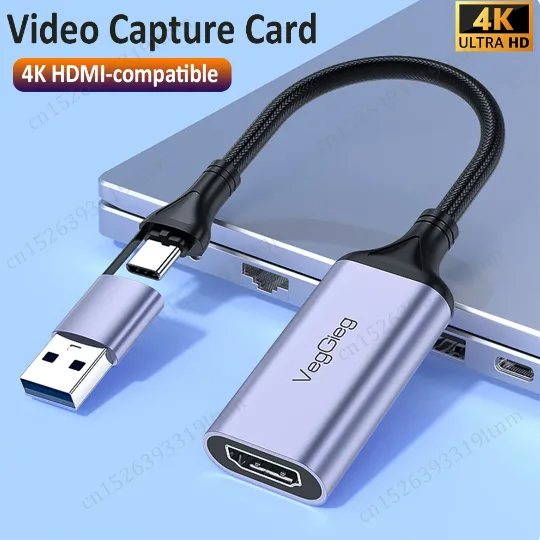 Capturadora de Video 4K HDMI, compatible con USB/USB-C