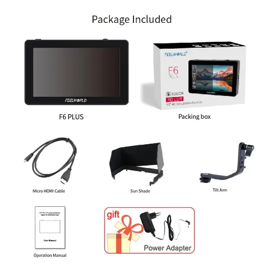 Monitor Táctil FeelWorld F6 Plus V2, Monitor de campo DSLR de 5,5" - Imagen 2