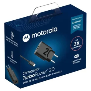 Cargador Motorola Turbo Power 20w con cable usb-a - usb-c 1m negro