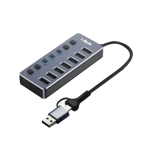 Hub 7 Puertos USB Tipo C/A s/Fuente / Ulink (Open Box)