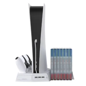 Base de Carga con Ventilador para PS5, Consola, Joystick y Juegos