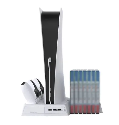 Base de Carga con Ventilador para PS5, Consola, Joystick y Juegos