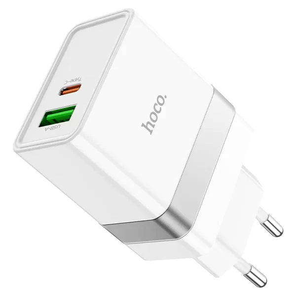 Cargador Hoco N21 PD30W+QC3.0 Blanco USB-A  a USB-C