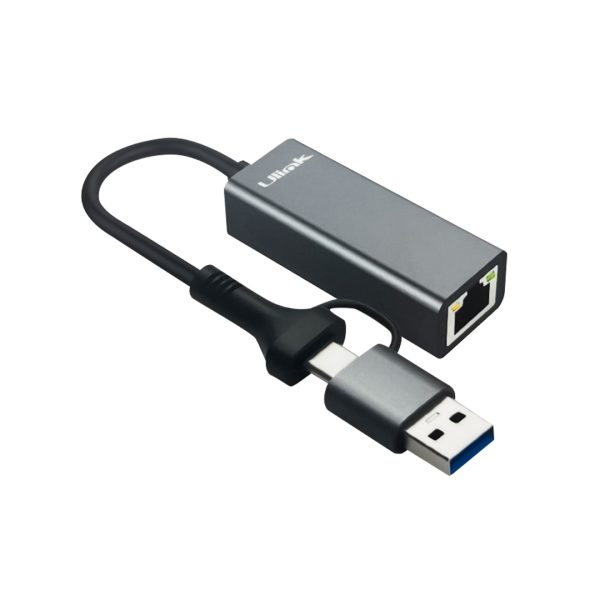 Adaptador USB Tipo C/A  Gigabit  RJ45 (10/100/1000) ULINK