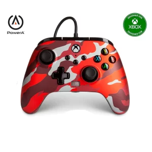 control Joystick Xbox S/X PowerA Con Cable - Rojo Metálico Camo