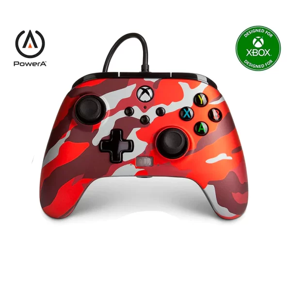 control Joystick Xbox S/X PowerA Con Cable - Rojo Metálico Camo