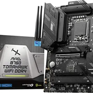 Placa madre MSI MAG B760 Tomahawk WiFi DDR4 (Intel de 12.a/13.a generación, LGA 1700, DDR4, PCIe 5.0, M.2, LAN de 2,5 Gbps, USB 3.2 Gen2, Wi-Fi 6E, ATX)