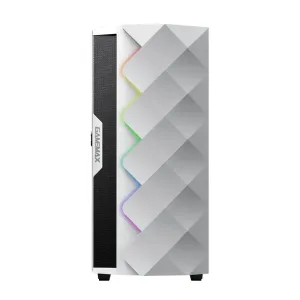 Gabinete Gamer Gamemax Diamond COC White, 1 Fan RGB 120mm, 1 Fan 140mm, ATX, m-ATX/ Sin fuente