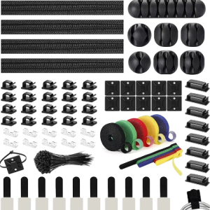 Kit Organizador de Gestión de Cables de Escritorio con Múltiples Orificios Almacenamiento de 204 piezas