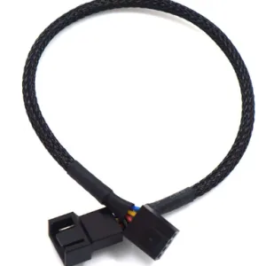 Cable de ventilador Pwm de 4 Pines a 1 Vía Manga Negra, 27Cm