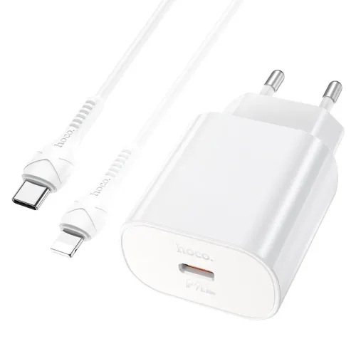 Cargador Hoco N22 Jetta PD25W Tipo C a Lightning Blanco (Open Box).