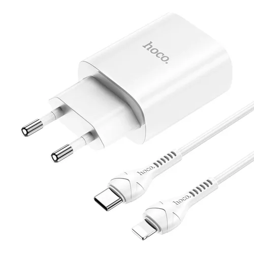 Cargador Hoco N14 USB C a Lightning PD 20W Blanco