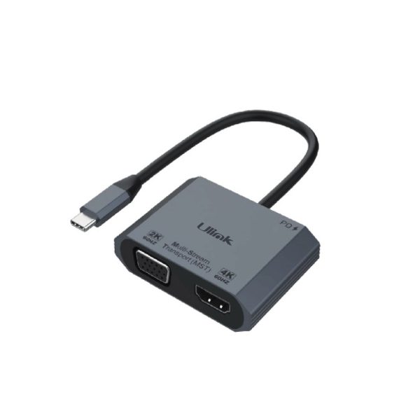 Adaptador USB-C A HDMI + VGA aluminio 4K ULINK