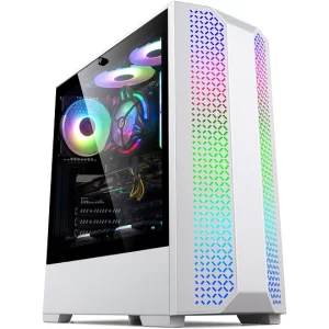 Gabinete Gamer 7689W (ATX, lateral acrílico, frontal RGB, 3 ventiladores, Blanco) GAME PRO