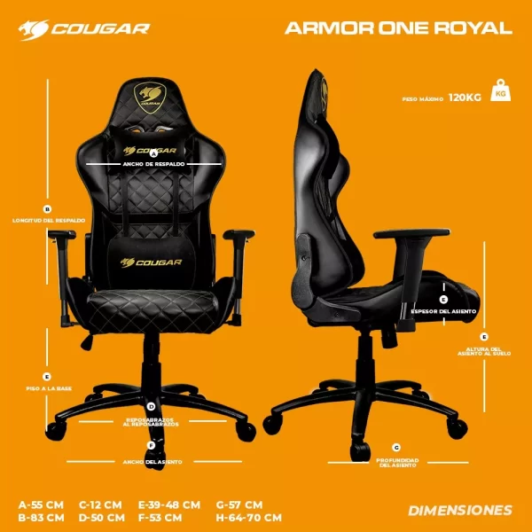 Silla Gamer Cougar One Royal  Negra - Imagen 2