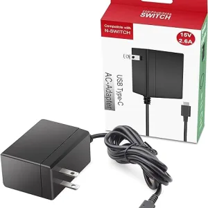 Cargador alternativo AC a Tipo C de 15V 2.6A para consola Nintendo Switch Lite, Switch Dock Switch Pro Controller, 1 M (compatible con modo TV/estación).