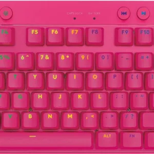 Teclado Mecánico Inalámbrico Logitech PRO X TKL LIGHTSPEED, Switch GX Brown, Inglés, Pink