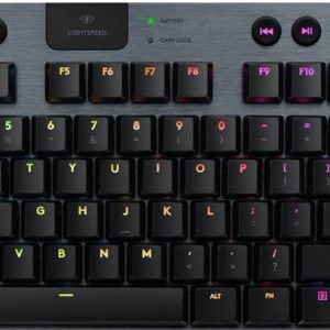 Teclado Gamer Logitech G915 TKL RGB, Teclado Mecánico, Switch GL Táctil, Inalámbrico, Negro