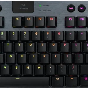Teclado Gamer Logitech G915 TKL RGB, Teclado Mecánico, Switch GL Táctil, Inalámbrico, Negro