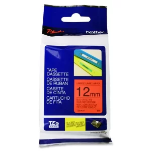 Cinta Brother TZE-431 12mm Negro en Fondo Rojo 8mt p/PT-H105/E300/E550/D600