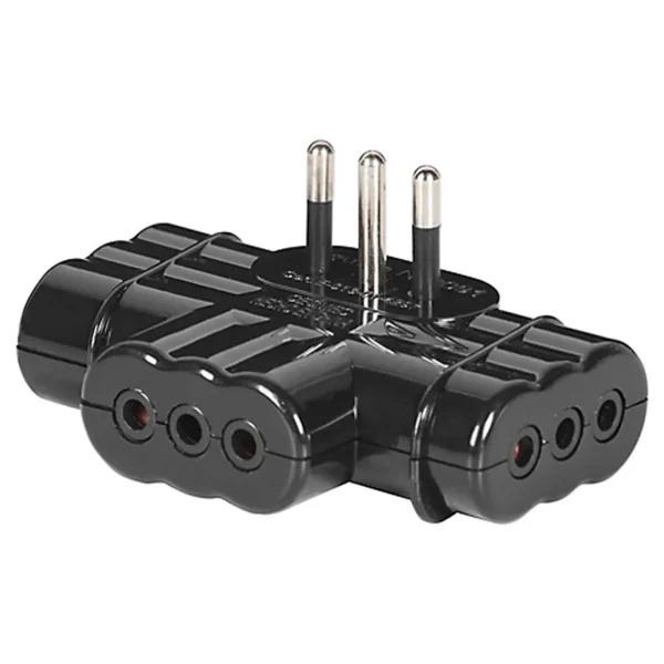 Enchufe Triple Plano C/tierra Black
