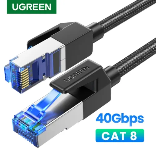 Cable de Red 10m CAT8 F/FTP (40GBPS) Trenzado Negro NW153 - Ugreen