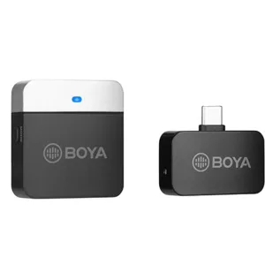 BOYA Micrófono inalámbrico Lavalier de 2.4 GHz de doble canal inalámbrico USB-C BY-M1V3