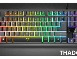 Teclado Gamer Trust GXT 833 Thado LED Multicolor, Alámbrico, Negro/Plata