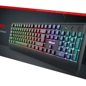 Teclado Gamer Trust Ziva Qwerty Color Negro Con Luz Rainbow
