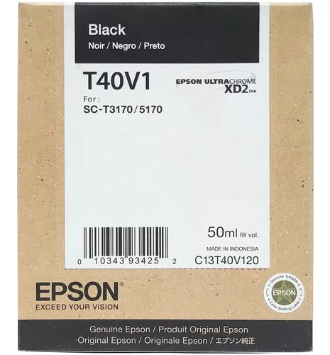 Tinta Epson Original T40v1 Negra Surecolor T2170 T3170 T5170 (50ml)