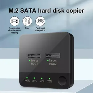 Estación de acoplamiento de disco duro M.2 SATA/NVMe de doble bahía, clon Duplicator sin conexión, M.2 SSD, duplicador de transmisión de datos, clonador M.2