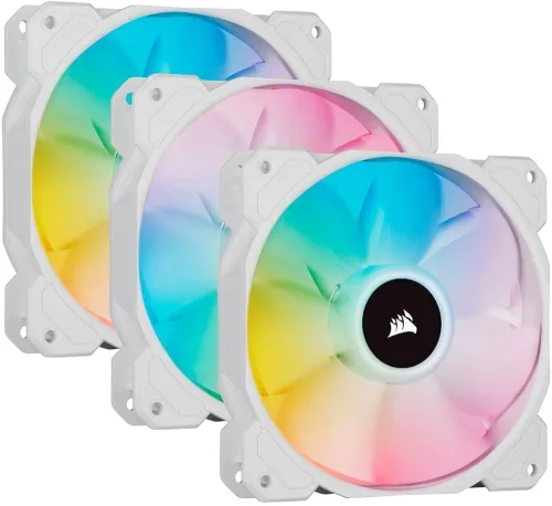 Ventilador PWM de 120 mm iCUE SP120 RGB ELITE Performance — Kit de tres ventiladores con Lighting Node Core.