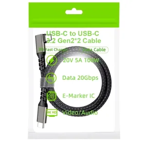 Cable USB Tipo C a Tipo C Gen 2 100w 20V 5A 20 Gbps 4KUHD 3M