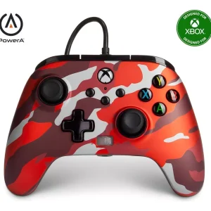 Control Joystick Xbox Series PowerA Con Cable, Color Metallic Red Camo.
