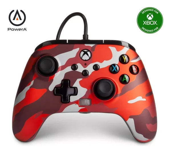 Control Joystick Xbox Series PowerA Con Cable, Color Metallic Red Camo.