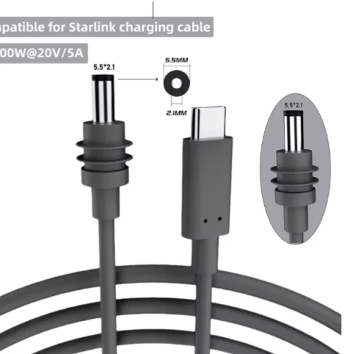 Cable de repuesto entrada tipo C - tipo D 5.5* Z.1 3mt Starlink