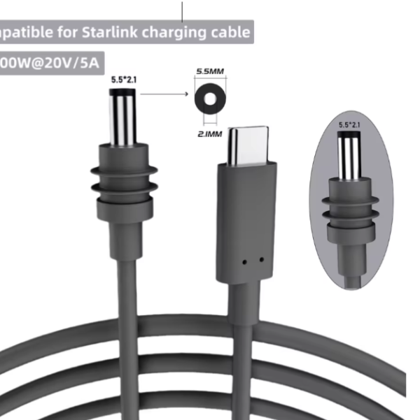 Cable de repuesto entrada tipo C - tipo D 5.5* Z.1 3mt Starlink