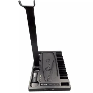 Soporte Base Ps5 Para 2 Dualsense Audifonos Con Ventilador.
