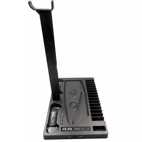 Soporte Base Ps5 Para 2 Dualsense Audifonos Con Ventilador.